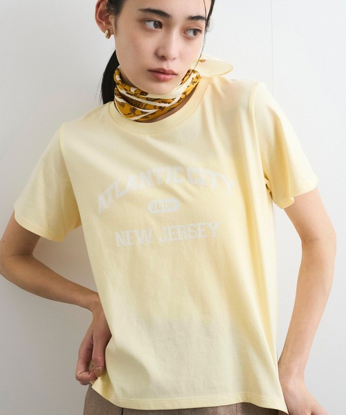 VIS(ビス)の「コンパクトフロッキープリントロゴTシャツ(Tシャツ/カットソー・レディース・ホワイト/ネイビー/イエロー・FREE)」の9枚目の写真