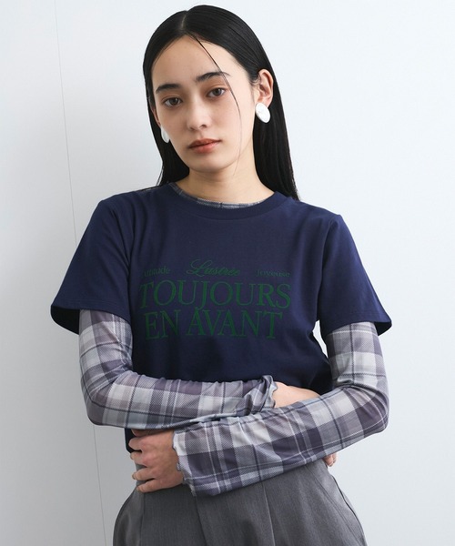 VIS(ビス)の「コンパクトフロッキープリントロゴTシャツ(Tシャツ/カットソー・レディース・ホワイト/ネイビー/イエロー・FREE)」の4枚目の写真