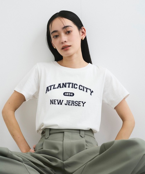 VIS(ビス)の「コンパクトフロッキープリントロゴTシャツ(Tシャツ/カットソー・レディース・ホワイト/ネイビー/イエロー・FREE)」の16枚目の写真