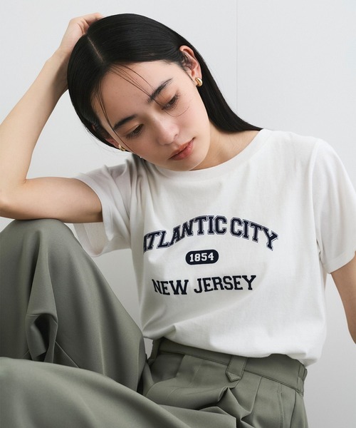 VIS(ビス)の「コンパクトフロッキープリントロゴTシャツ(Tシャツ/カットソー・レディース・ホワイト/ネイビー/イエロー・FREE)」の17枚目の写真