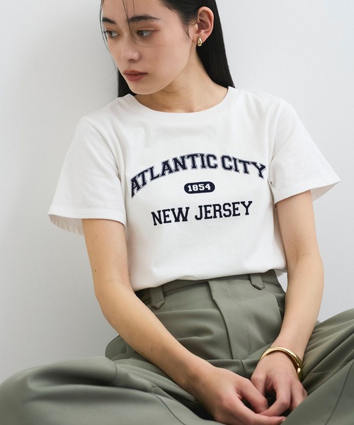 VIS(ビス)の「コンパクトフロッキープリントロゴTシャツ(Tシャツ/カットソー・レディース・ホワイト/ネイビー/イエロー・FREE)」の10枚目の写真