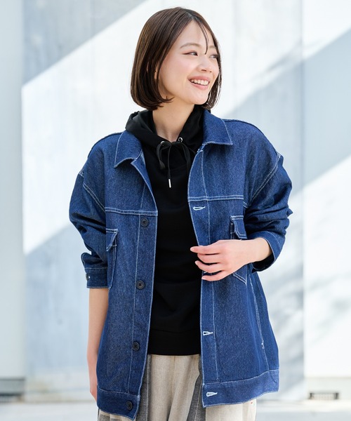 Arnold Palmer（アーノルドパーマー）の「エアーデニム シェア CPO シャツジャケット（デニムジャケット・レディース・ブルー/インディゴブルー/ブラック/グレー・M/S/LL/L/XS）」の15枚目の写真