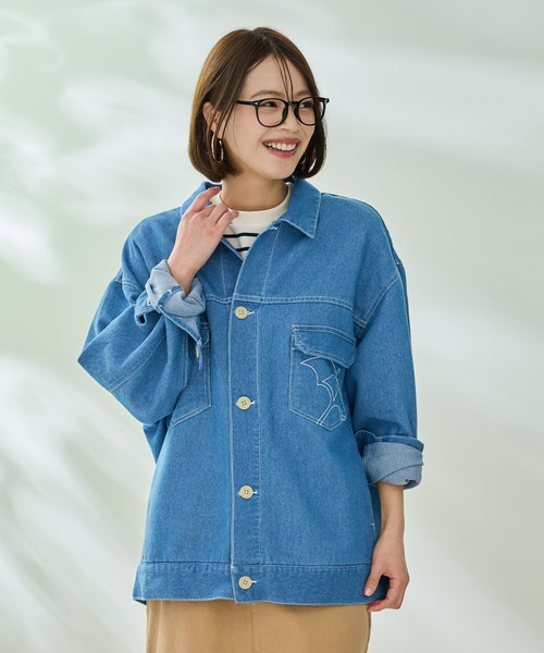 Arnold Palmer（アーノルドパーマー）の「エアーデニム シェア CPO シャツジャケット（デニムジャケット・レディース・ブルー/インディゴブルー/ブラック/グレー・M/S/LL/L/XS）」の22枚目の写真