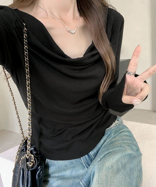 Riff（リフ）の「オフショルトップス（Tシャツ/カットソー・レディース・グレー/ブラック/ベージュ・M）」の9枚目の写真