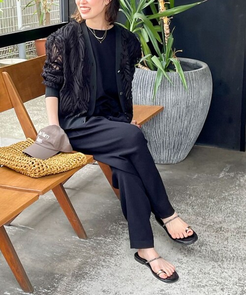 Rie Miller（リエミラー）の「《セットアップ対応》《手洗い可能》細見えニットオールインワン（つなぎ/オールインワン・レディース・キナリ/ブラック・38）」の15枚目の写真