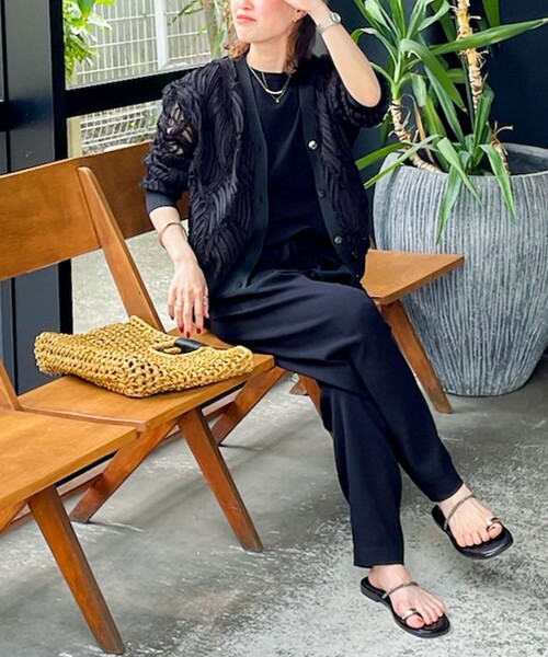 Rie Miller（リエミラー）の「《セットアップ対応》《手洗い可能》細見えニットオールインワン（つなぎ/オールインワン・レディース・キナリ/ブラック・38）」の13枚目の写真