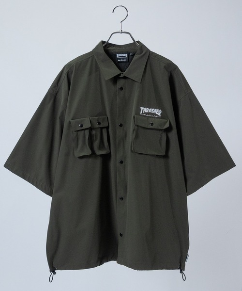 THRASHER(スラッシャー)の「【at】〔THRASHER/スラッシャー〕NYLON S/S SHIRT ストレッチナイロン ベンチレーションシャツ(シャツ/ブラウス・メンズ・ブラック/グレイッシュベージュ/カーキ・MEDIUM/LARGE)」の2枚目の写真