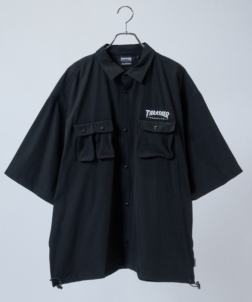 THRASHER(スラッシャー)の「【at】〔THRASHER/スラッシャー〕NYLON S/S SHIRT ストレッチナイロン ベンチレーションシャツ(シャツ/ブラウス・メンズ・ブラック/グレイッシュベージュ/カーキ・MEDIUM/LARGE)」の1枚目の写真