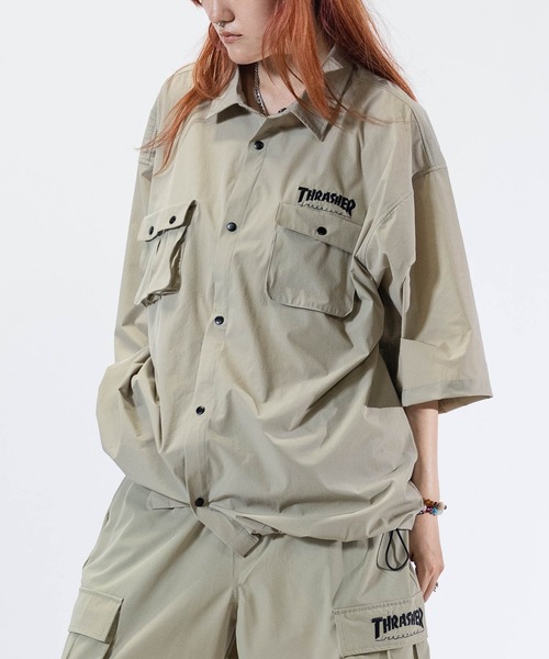THRASHER(スラッシャー)の「【at】〔THRASHER/スラッシャー〕NYLON S/S SHIRT ストレッチナイロン ベンチレーションシャツ(シャツ/ブラウス・メンズ・ブラック/グレイッシュベージュ/カーキ・MEDIUM/LARGE)」の14枚目の写真