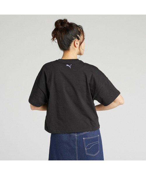 PUMA(プーマ)の「PUMA プーマ ウィメンズ ESS ロゴ ラブ MX グラフィック 半袖 Tシャツ(Tシャツ/カットソー・レディース・オフホワイト/ブラック・MEDIUM/SMALL/X-LARGE/LARGE)」の8枚目の写真