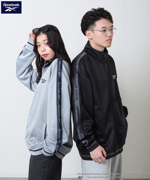 美品 Reebok トラックジャケット Reebok/リーボック 別注 ロゴ刺繍 オーバーサイズ ナイロン
