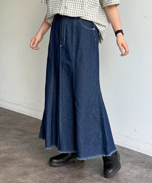 CPCM（シーピーシーエム）の「デニムマーメイドスカート（スカート・レディース・ブラック/ネイビー/ブルー/ダークブルー・FREE/PS）」の4枚目の写真