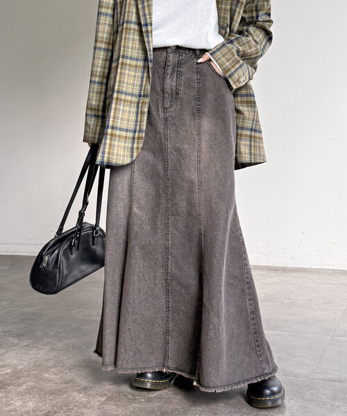 CPCM（シーピーシーエム）の「デニムマーメイドスカート（スカート・レディース・ブラック/ネイビー/ブルー/ダークブルー・FREE/PS）」の6枚目の写真