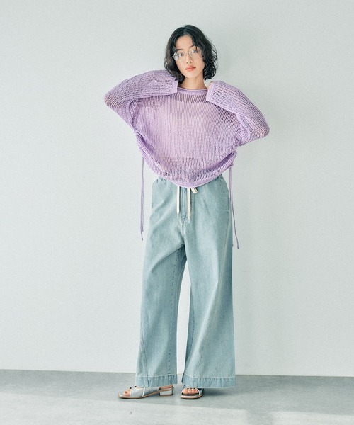 LEPSIM（レプシィム）の「5ゲージラメメッシュギャザープルオーバー　324970（ニット/セーター・レディース・ホワイト×ブラック/ライトパープル/ライトグレー・FREE）」の12枚目の写真