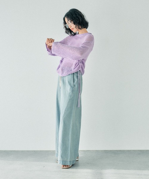 LEPSIM（レプシィム）の「5ゲージラメメッシュギャザープルオーバー　324970（ニット/セーター・レディース・ホワイト×ブラック/ライトパープル/ライトグレー・FREE）」の13枚目の写真