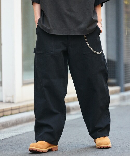 PEOPLESTYLE チェックタックパンツ パルーンパンツ ストリート ワンフォークロージング 1111clothing 極太 カーゴパンツ メンズ