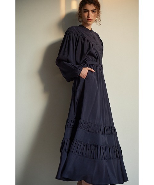 Estella.K ロングワンピース　マキシ丈　腰ベルト　カットワーク　Aライン Jasmine Dress ディフォメーションドルマンスリーブドレス（ワンピース