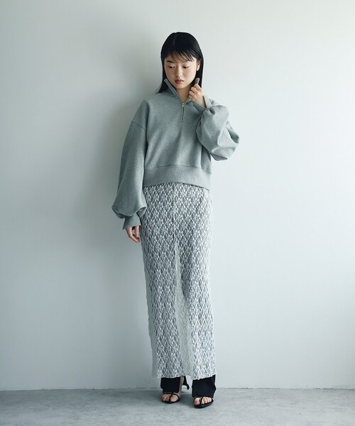 CODE A(コードエー)の「puff zip sweat(スウェット・レディース・ライトグレー/ホワイト・00)」の12枚目の写真