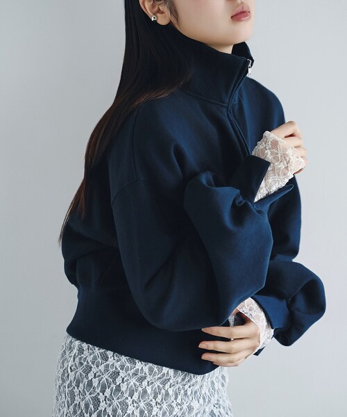 CODE A(コードエー)の「puff zip sweat(スウェット・レディース・ライトグレー/ホワイト・00)」の6枚目の写真