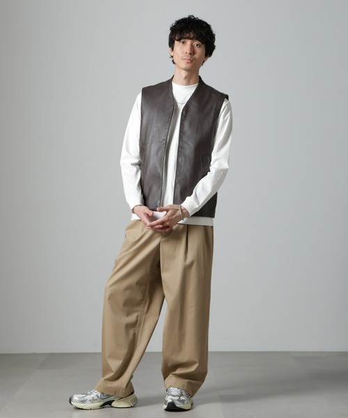 Lamb nappa ジップレザージレ（ベスト）｜NANO universe（ナノ