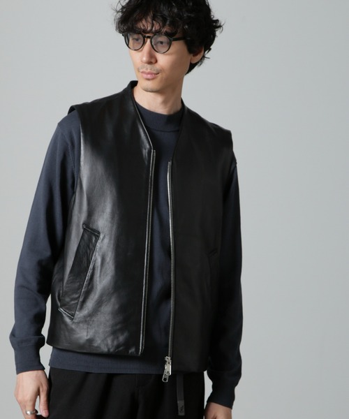 Lamb nappa ジップレザージレ（ベスト）｜NANO universe（ナノ