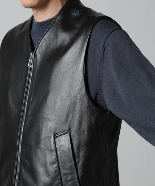 Lamb nappa ジップレザージレ（ベスト）｜NANO universe（ナノ