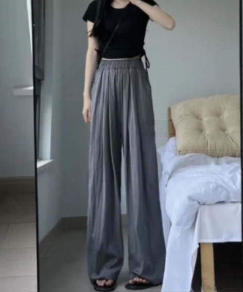 CADBURY(キャドバリー)の「ハイウエストドレープワイドパンツ(その他パンツ・レディース・カーキ/ブラック/アイボリー/ピンク/グレー/ベージュ・MEDIUM/SMALL/X-LARGE/LARGE)」の2枚目の写真