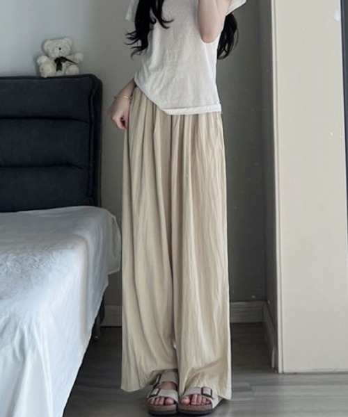 CADBURY(キャドバリー)の「ハイウエストドレープワイドパンツ(その他パンツ・レディース・カーキ/ブラック/アイボリー/ピンク/グレー/ベージュ・MEDIUM/SMALL/X-LARGE/LARGE)」の1枚目の写真