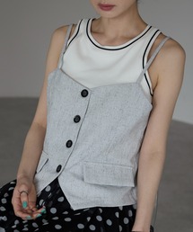 each | 【セットアップ可能】リネンライクフロントボタンキャミビスチェ(キャミソール)