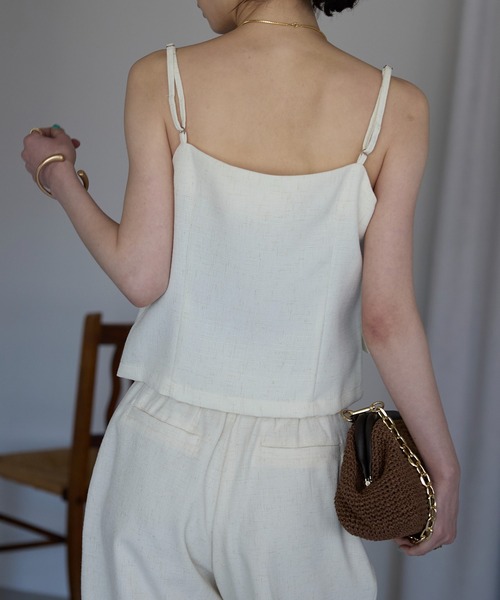 each（イーチ）の「【セットアップ可能】リネンライクフロントボタンキャミビスチェ（キャミソール・レディース・グレー/アイボリー・FREE）」の22枚目の写真