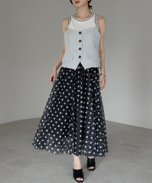 each（イーチ）の「【セットアップ可能】リネンライクフロントボタンキャミビスチェ（キャミソール・レディース・グレー/アイボリー・FREE）」の7枚目の写真