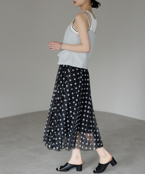 each（イーチ）の「【セットアップ可能】リネンライクフロントボタンキャミビスチェ（キャミソール・レディース・グレー/アイボリー・FREE）」の10枚目の写真