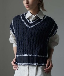 セリーヌ カシミヤ 100% ニット ベスト ネイビー マカダム 刺繍 L セリーヌ カシミヤ 100% ニット ベスト ネイビー マカダム 刺繍 L
