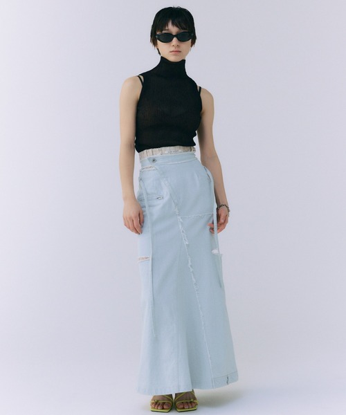 JOSE MOON(ジョゼムーン)の「SHEER RIBKNIT/シアーリブニット(ニット/セーター・レディース・グリーン系その他/ピンク/ブラック・FREE)」の8枚目の写真