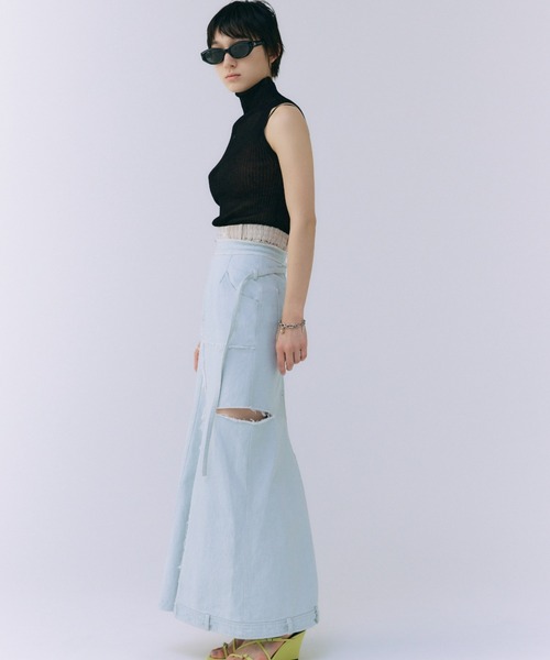 JOSE MOON(ジョゼムーン)の「SHEER RIBKNIT/シアーリブニット(ニット/セーター・レディース・グリーン系その他/ピンク/ブラック・FREE)」の13枚目の写真