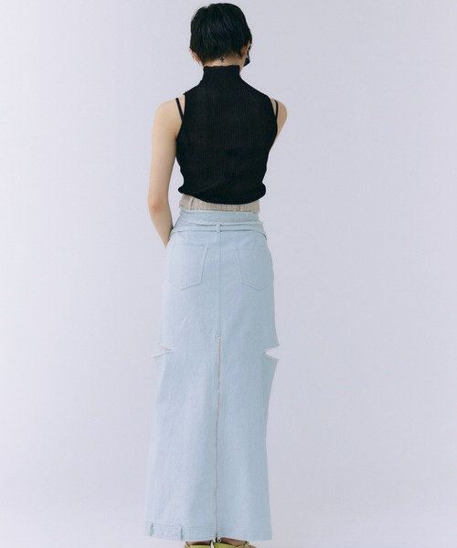 JOSE MOON(ジョゼムーン)の「SHEER RIBKNIT/シアーリブニット(ニット/セーター・レディース・グリーン系その他/ピンク/ブラック・FREE)」の14枚目の写真