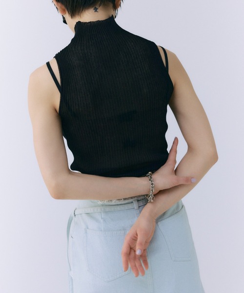 JOSE MOON(ジョゼムーン)の「SHEER RIBKNIT/シアーリブニット(ニット/セーター・レディース・グリーン系その他/ピンク/ブラック・FREE)」の12枚目の写真