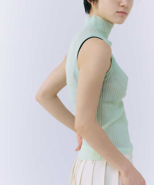 JOSE MOON(ジョゼムーン)の「SHEER RIBKNIT/シアーリブニット(ニット/セーター・レディース・グリーン系その他/ピンク/ブラック・FREE)」の17枚目の写真