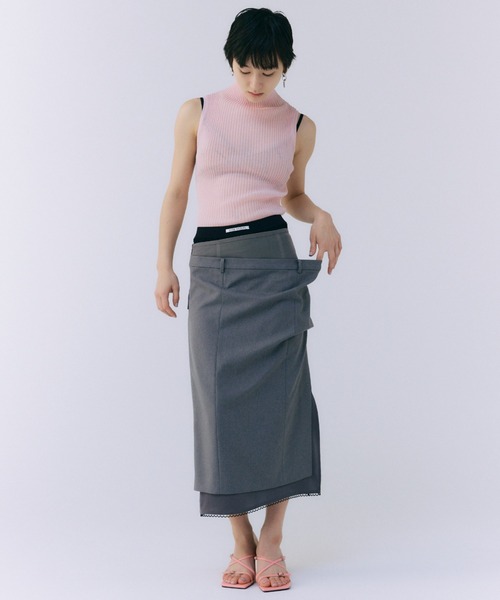 JOSE MOON(ジョゼムーン)の「SHEER RIBKNIT/シアーリブニット(ニット/セーター・レディース・グリーン系その他/ピンク/ブラック・FREE)」の4枚目の写真
