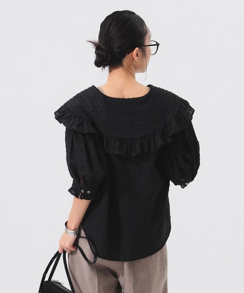 BEAMS BOY（ビームスボーイ）の「ドット ドビー ビッグカラー ショートスリーブ（シャツ/ブラウス・レディース・ピンク/ブラック/オフホワイト・ONE SIZE）」の13枚目の写真