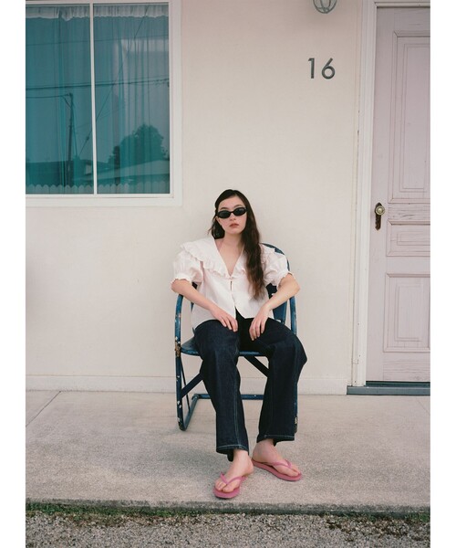 BEAMS BOY（ビームスボーイ）の「ドット ドビー ビッグカラー ショートスリーブ（シャツ/ブラウス・レディース・ピンク/ブラック/オフホワイト・ONE SIZE）」の19枚目の写真