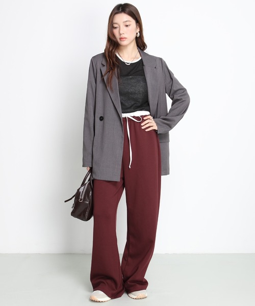 by LEGNA（バイレグナ）の「【選べる丈感】もっちり＆さらさら ダブルウエストワイドパンツ（その他パンツ・レディース・ネイビー/チャコール/ダークグレー/モカ/ピンク/ブラック/グレイッシュベージュ/セージグリーン/杢グレー/アッシュブラウン/ボルドー/ダークブラウン/スモークピンク/サンドベージュ・M-Short/M-Regular/L-Long/L-Regular/L-Short/M-Long/XL-Short/XL-Regular）」の14枚目の写真