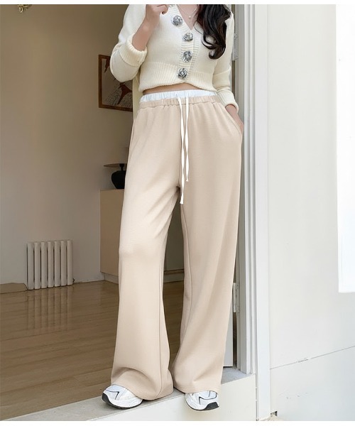 by LEGNA（バイレグナ）の「【選べる丈感】もっちり＆さらさら ダブルウエストワイドパンツ（その他パンツ・レディース・ネイビー/チャコール/ダークグレー/モカ/ピンク/ブラック/グレイッシュベージュ/セージグリーン/杢グレー/アッシュブラウン/ボルドー/ダークブラウン/スモークピンク/サンドベージュ・M-Short/M-Regular/L-Long/L-Regular/L-Short/M-Long/XL-Short/XL-Regular）」の15枚目の写真