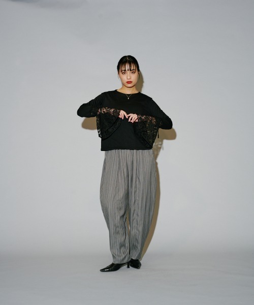terrace(テラス)の「ヘリンボーンストライプカーブパンツ(その他パンツ・レディース・ベージュ/チャコールグレー/ブラック/ダークグレー・MEDIUM)」の20枚目の写真
