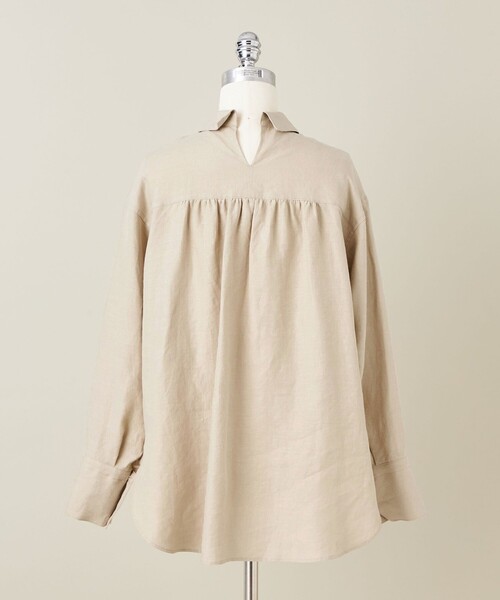 【美品】新作　conte コンテ ヘンプ バックスリット ギャザーシャツ UNITED ARROWS｜<conte>ヘンプ バックスリット ギャザーシャツ