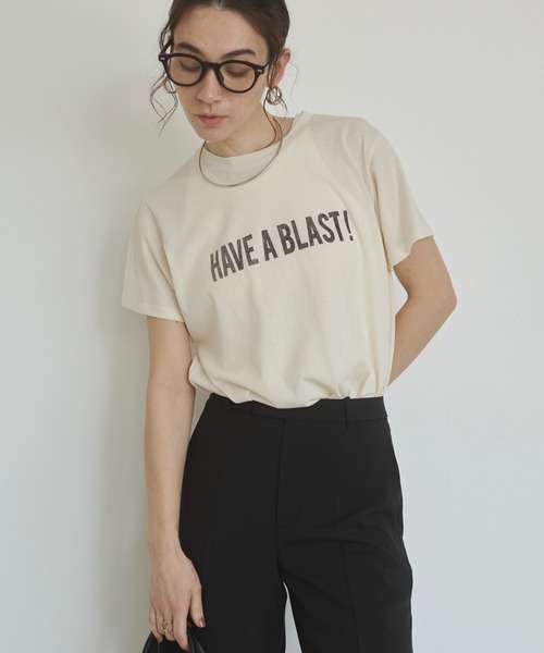 ANGIE（アンジー）の「スラブ天竺 ロゴ プリント Tシャツ（半袖）（Tシャツ/カットソー・レディース・ライトベージュ/チャコールグレー/オフホワイト/ライトピンク・FREE）」の21枚目の写真