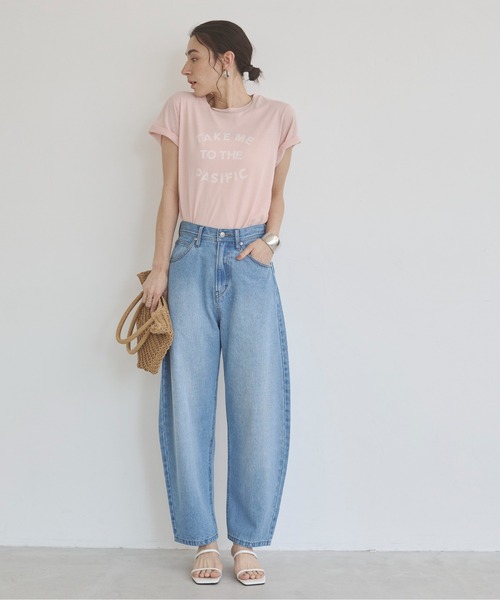 ANGIE(アンジー)の「スラブ天竺 ロゴ プリント Tシャツ(半袖)(Tシャツ/カットソー・レディース・ライトベージュ/チャコールグレー/オフホワイト/ライトピンク・FREE)」の13枚目の写真