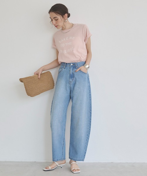 ANGIE(アンジー)の「スラブ天竺 ロゴ プリント Tシャツ(半袖)(Tシャツ/カットソー・レディース・ライトベージュ/チャコールグレー/オフホワイト/ライトピンク・FREE)」の14枚目の写真