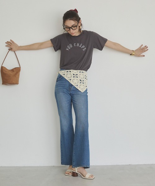 ANGIE(アンジー)の「スラブ天竺 ロゴ プリント Tシャツ(半袖)(Tシャツ/カットソー・レディース・ライトベージュ/チャコールグレー/オフホワイト/ライトピンク・FREE)」の9枚目の写真