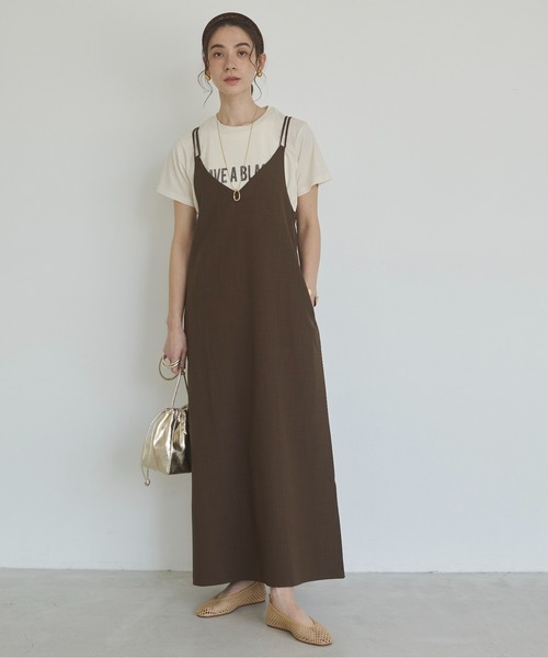 ANGIE(アンジー)の「スラブ天竺 ロゴ プリント Tシャツ(半袖)(Tシャツ/カットソー・レディース・ライトベージュ/チャコールグレー/オフホワイト/ライトピンク・FREE)」の7枚目の写真